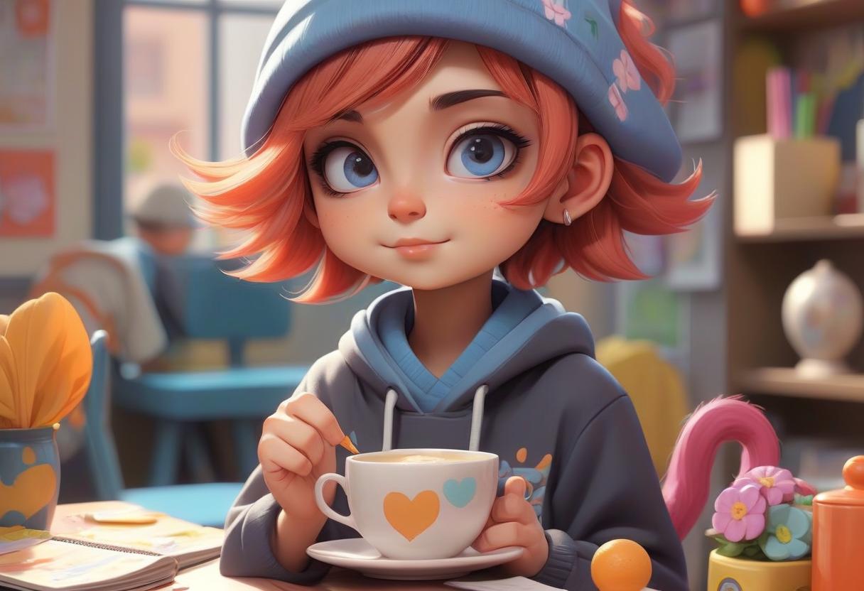  kawaii style good morning, world. good to see you. my name is dmitry . cute, adorable, brightly colored, cheerful, anime influence, highly detailed