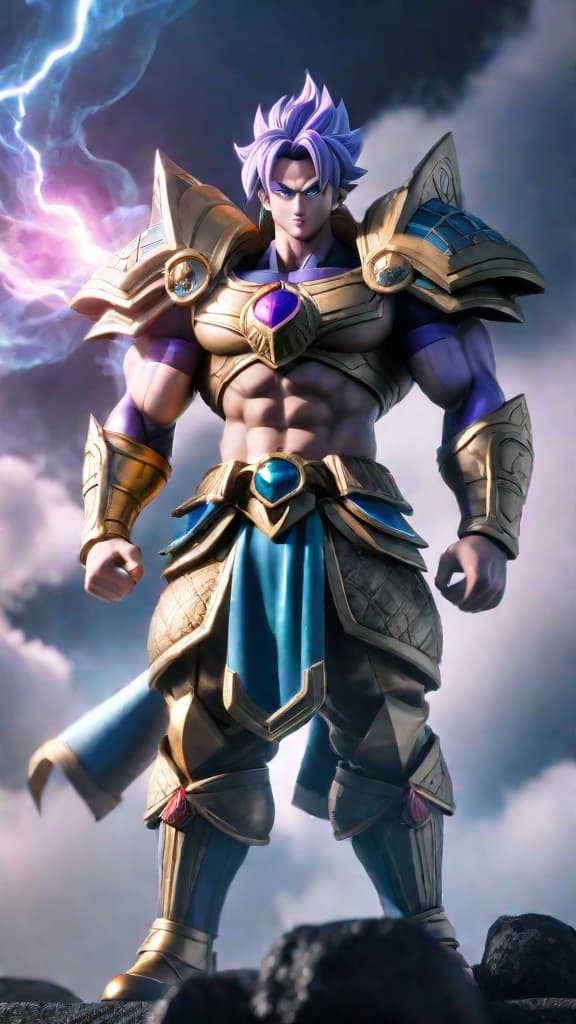  an anime art depicting zeno, the omni king from dragon ball super, with a childlike appearance but exuding immense, terrifying strength. hyperrealistic, full body, detailed clothing, highly detailed, cinematic lighting, stunningly beautiful, intricate, sharp focus, f/1. 8, 85mm, (centered image composition), (professionally color graded), ((bright soft diffused light)), volumetric fog, trending on instagram, trending on tumblr, HDR 4K, 8K