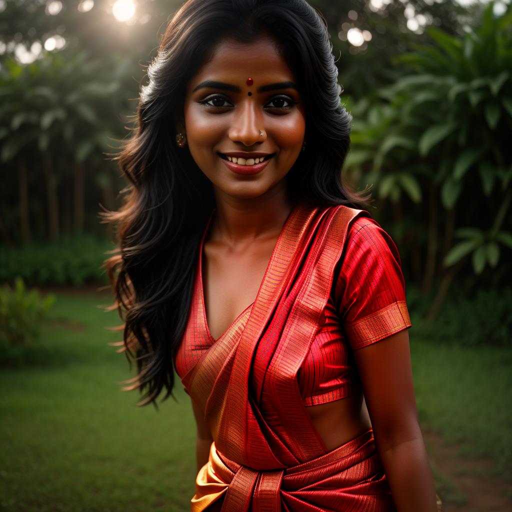  beautiful kerala woman traditional look and cute smile., hyperrealistic, high quality, highly detailed, cinematic lighting, intricate, sharp focus, f/1. 8, 85mm, (centered image composition), (professionally color graded), ((bright soft diffused light)), volumetric fog, trending on instagram, HDR 4K, 8K