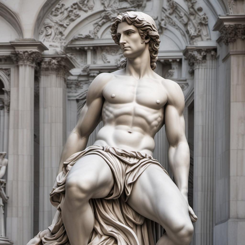  me as a michaelangelo statue, mythological style