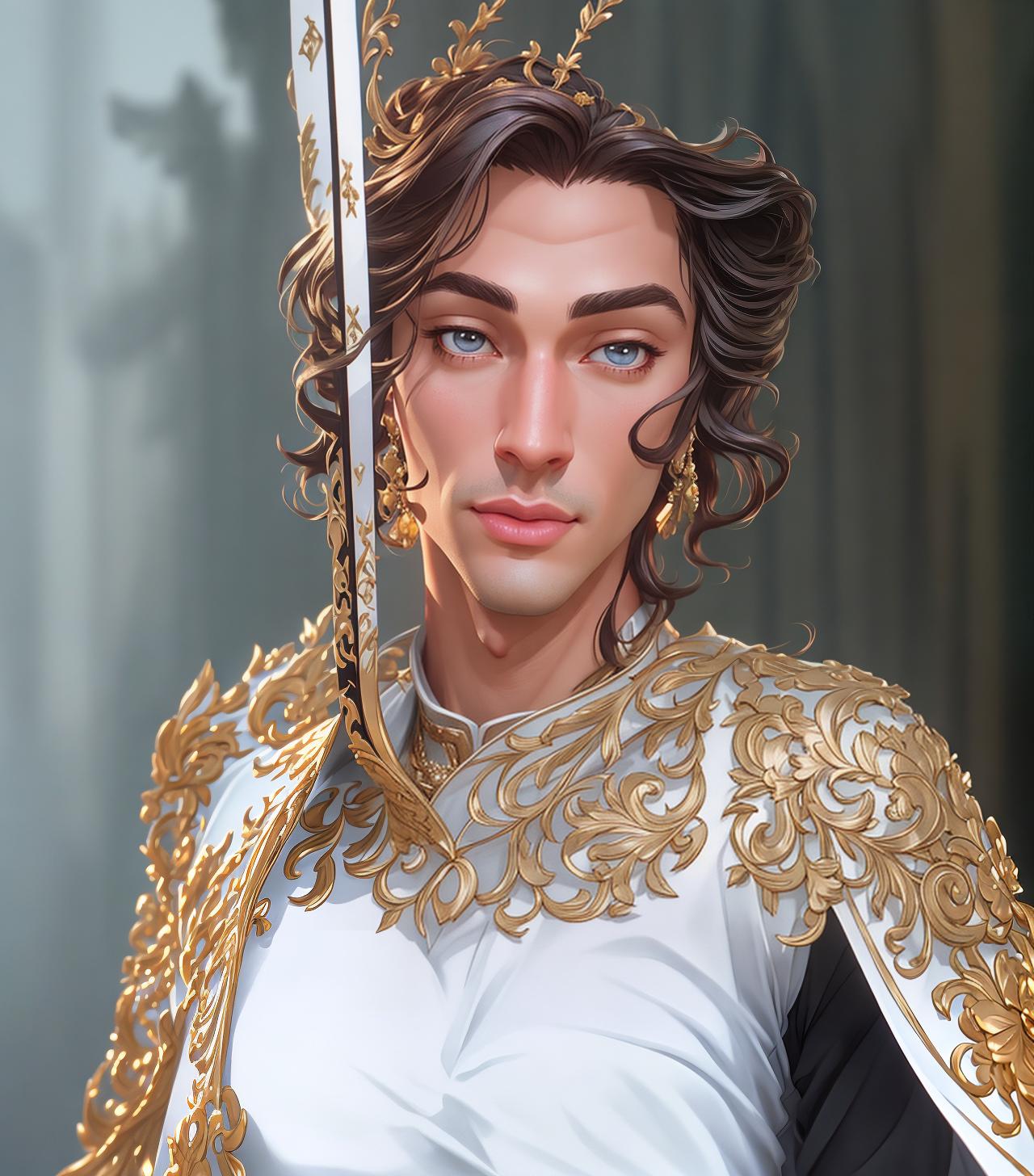  Disney princes hyperrealistic, full body, detailed clothing, highly detailed, cinematic lighting, stunningly beautiful, intricate, sharp focus, f/1. 8, 85mm, (centered image composition), (professionally color graded), ((bright soft diffused light)), volumetric fog, trending on instagram, trending on tumblr, HDR 4K, 8K