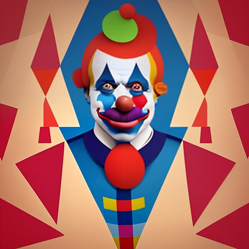  to depict the composition of a clown in a circus using only simple geometric shapes