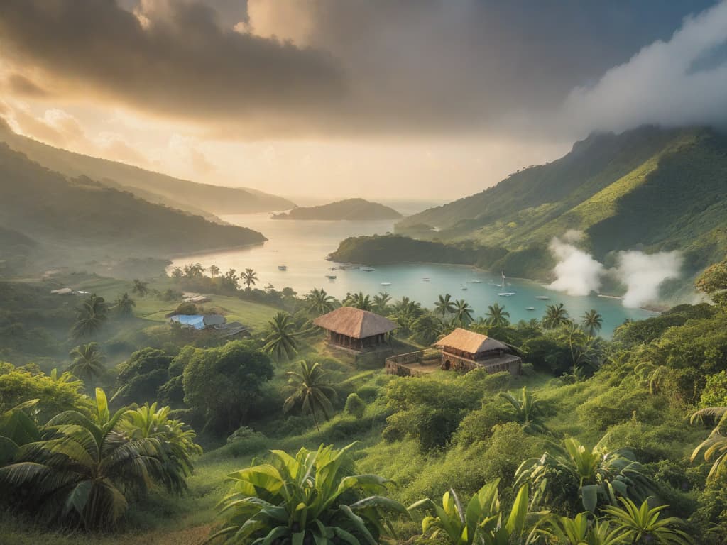  jamaican countryside, by the bay, porn scene, ((mystical)) hyperrealistic, full body, detailed clothing, highly detailed, cinematic lighting, stunningly beautiful, intricate, sharp focus, f/1. 8, 85mm, (centered image composition), (professionally color graded), ((bright soft diffused light)), volumetric fog, trending on instagram, trending on tumblr, HDR 4K, 8K