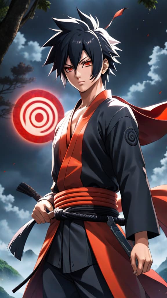  anime art, uchiha clan member with sharingan eyes glowing, copying jutsu, predicting movements, controlling minds, naruto hyperrealistic, full body, detailed clothing, highly detailed, cinematic lighting, stunningly beautiful, intricate, sharp focus, f/1. 8, 85mm, (centered image composition), (professionally color graded), ((bright soft diffused light)), volumetric fog, trending on instagram, trending on tumblr, HDR 4K, 8K