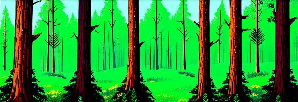  flat illustration, flaticon, (illustration:1.15), pine forest ar 3:1, [cory loftis, strobist, pascal campion :: 0.2]