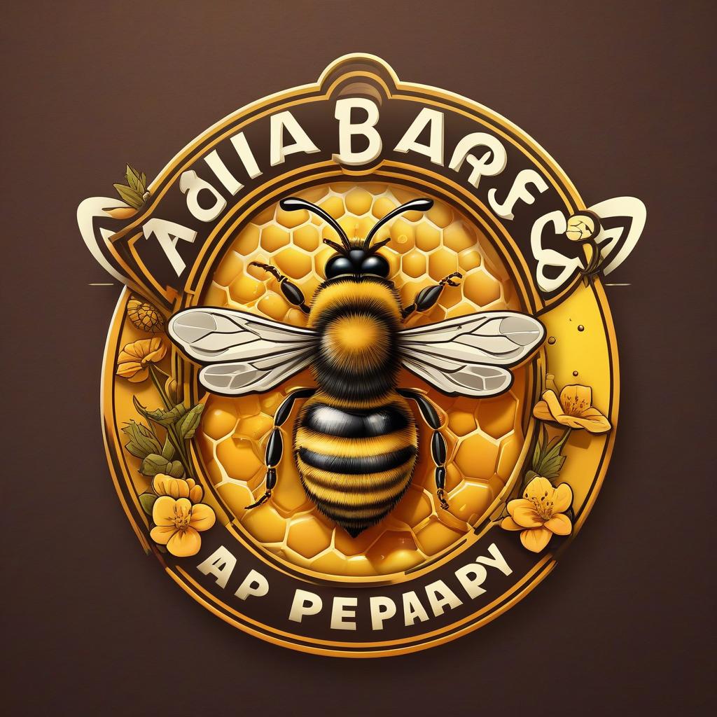  funny logo for a bee apiary with the name in russian "sweet business"