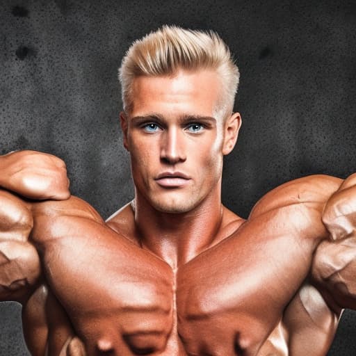 portrait+ style IFBB superstar bodybuilder blonde hunk dude face