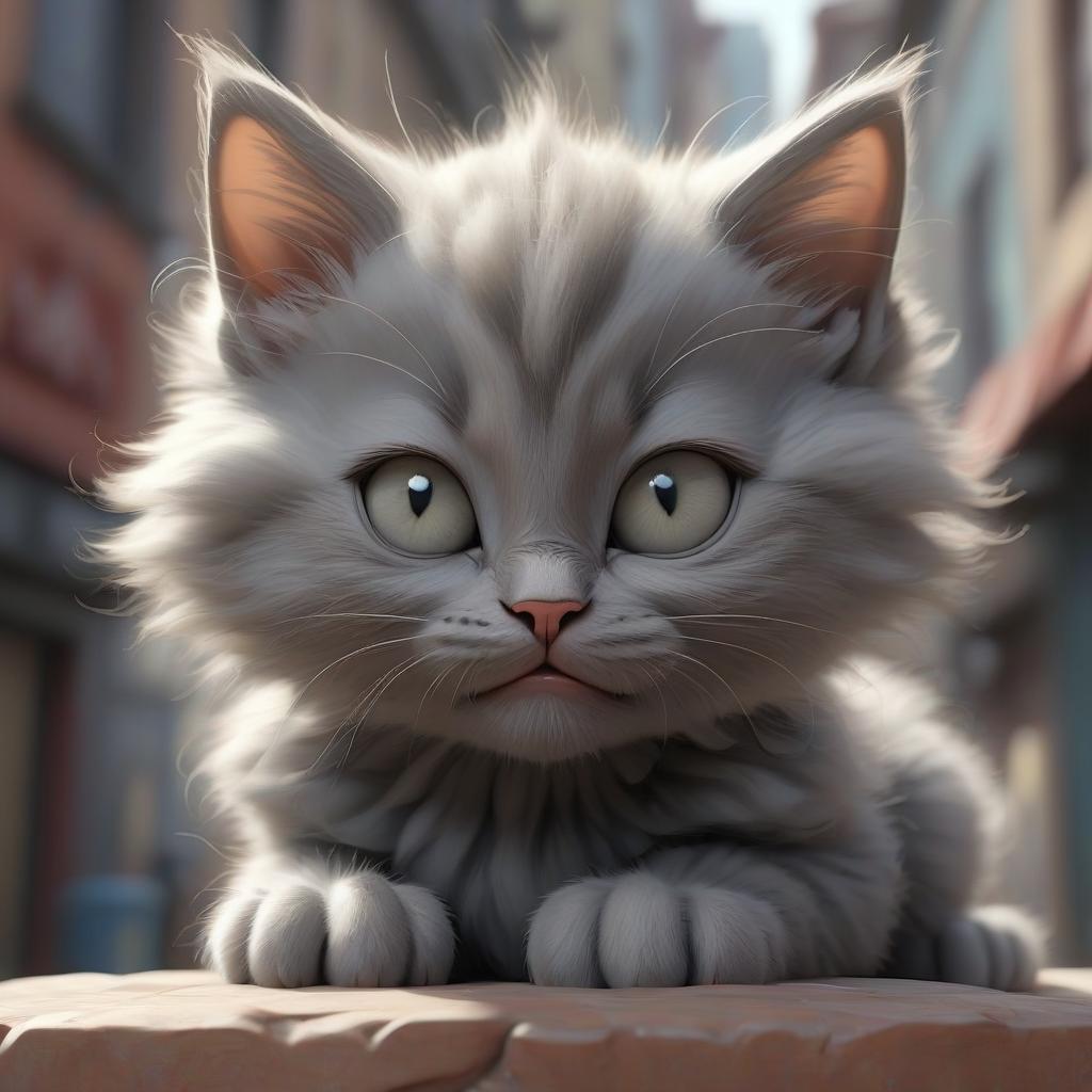  a little grey kitten named murka lived in a big and noisy city on earth