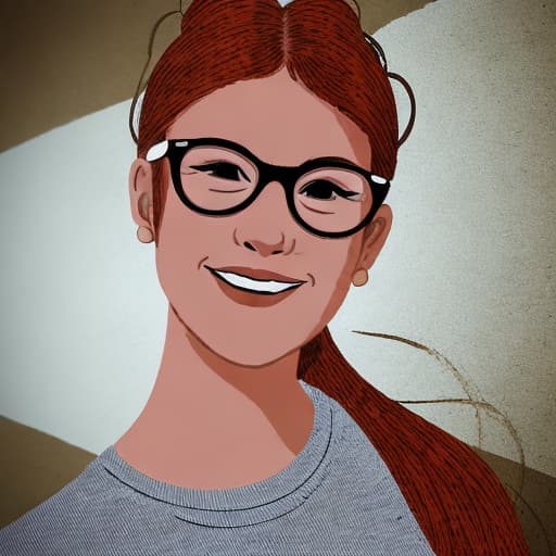  A very sexy redhead teacher wearing glasses with her hair in a bun bent over a desk and her skirt is hiking up high enough that you see her pussy from behind and she is looking at you giving a naughty smile