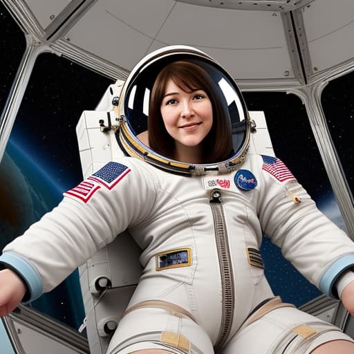  Generate me an image of an astronaut woman with big thighs