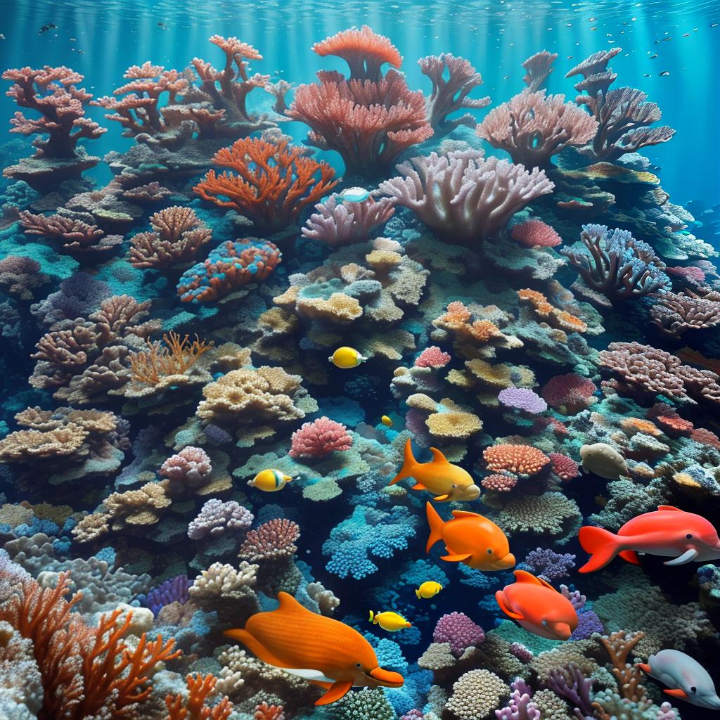  masterpiece, best quality, Most Beautiful in deep sea teeming with vibrant corals, diverse marine life, and enchanting underwater landscapes, full of corals, acrophore, small fishes, anemones, dolphin, various algaes, caves, colorful,all captured in stunning 8k resolution with intricate details.