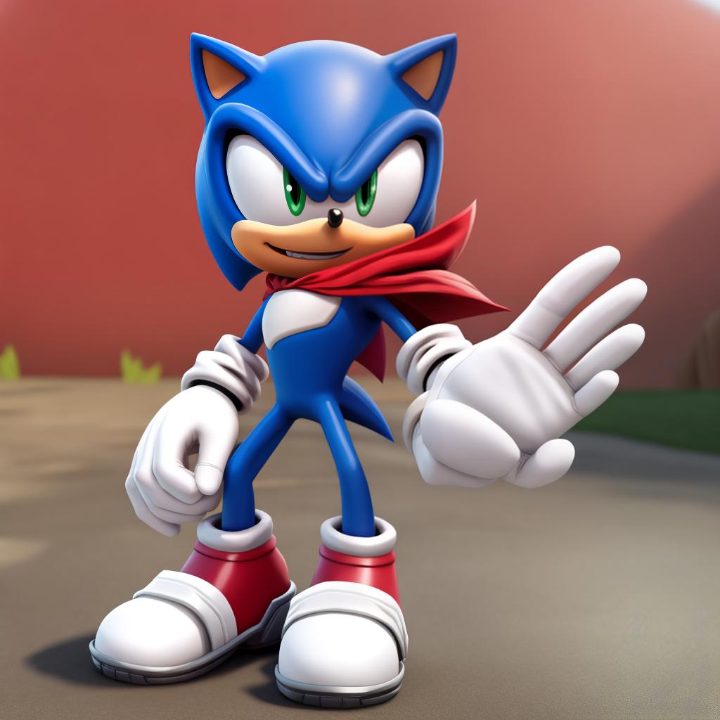  Evil Sonic the hedgehog (sega, Fortnite), full body, white gloves, open eyes, masterpiece, 4k, fine details,