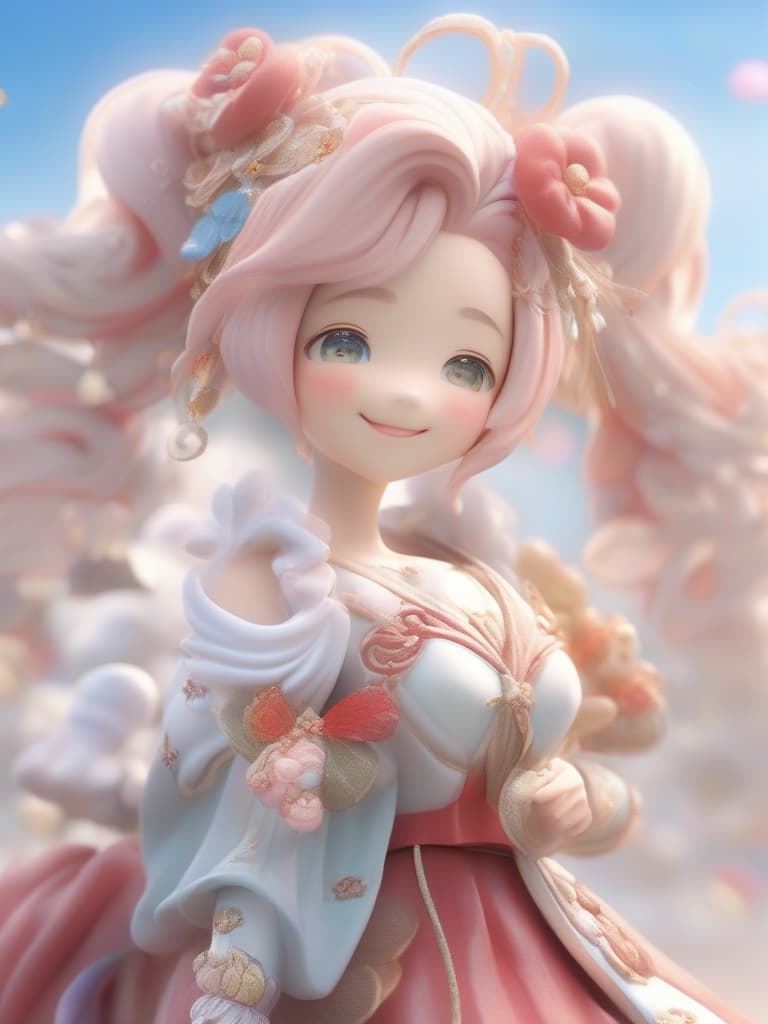  peace girl, cute smile, big breast, energy system, whole body, twin tails, hand, masterpiece, best quality,8k,ultra detailed,high resolution,an extremely delicate and beautiful,hyper detail