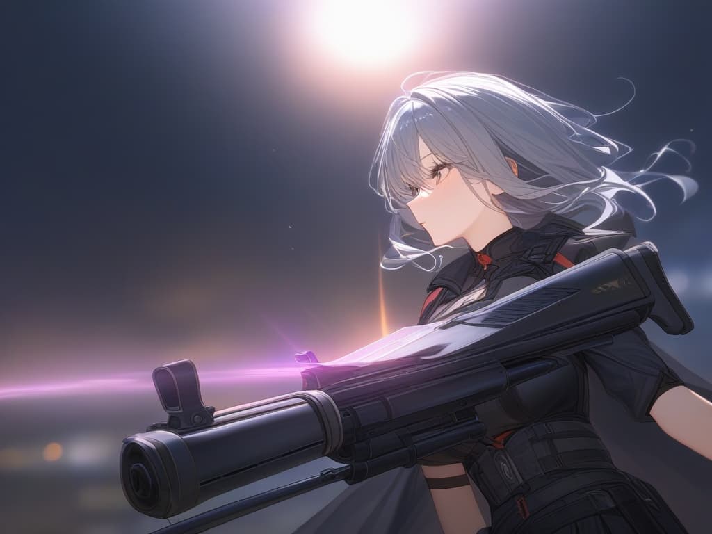  one girl, (masket (gun): 2.0), gray hair, bob cut, sacred magic, clean air, purification light, gun, (light bullet: 2.0) hyperrealistic, full body, detailed clothing, highly detailed, cinematic lighting, stunningly beautiful, intricate, sharp focus, f/1. 8, 85mm, (centered image composition), (professionally color graded), ((bright soft diffused light)), volumetric fog, trending on instagram, trending on tumblr, HDR 4K, 8K