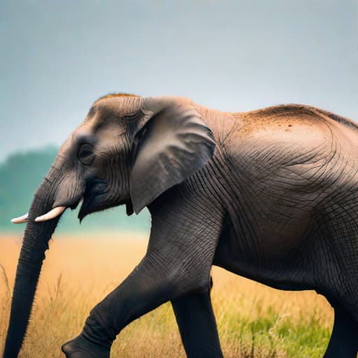  elephant hyperrealistic, full body, detailed clothing, highly detailed, cinematic lighting, stunningly beautiful, intricate, sharp focus, f/1. 8, 85mm, (centered image composition), (professionally color graded), ((bright soft diffused light)), volumetric fog, trending on instagram, trending on tumblr, HDR 4K, 8K