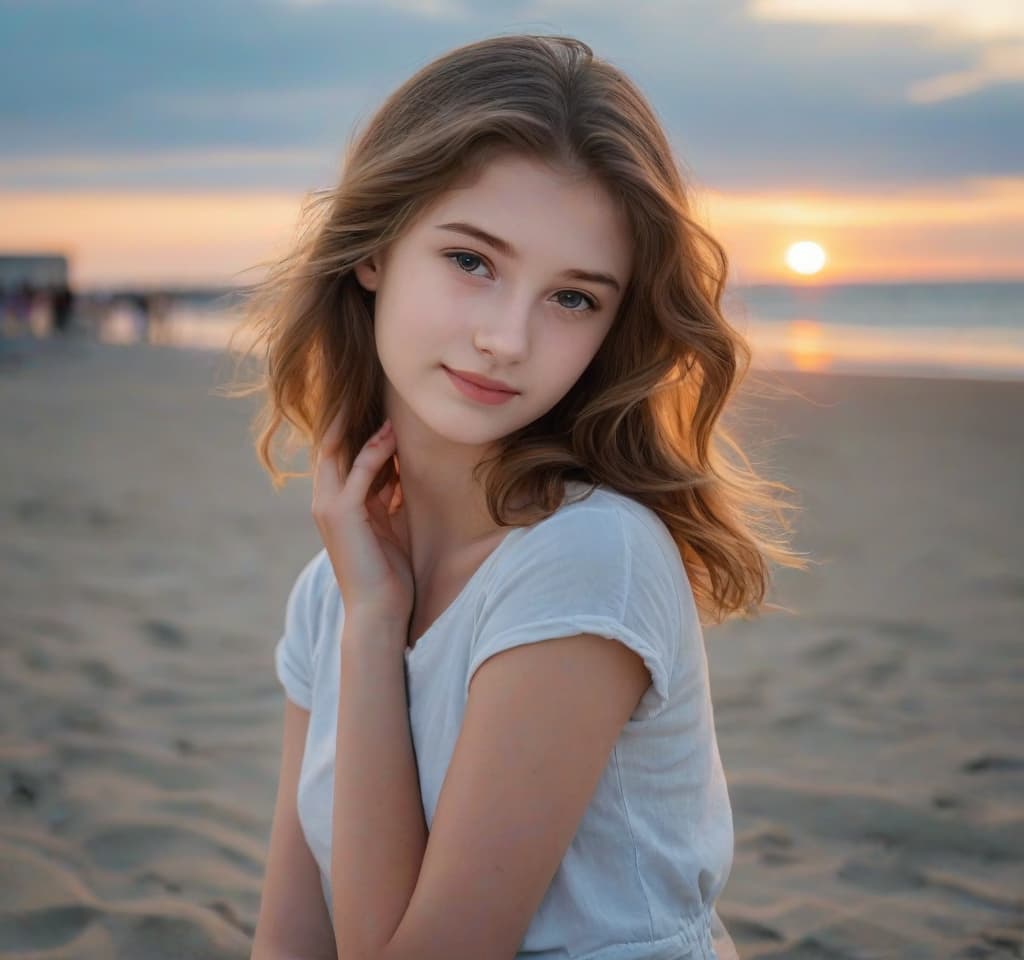  beautiful age 16 on the beach, , evening