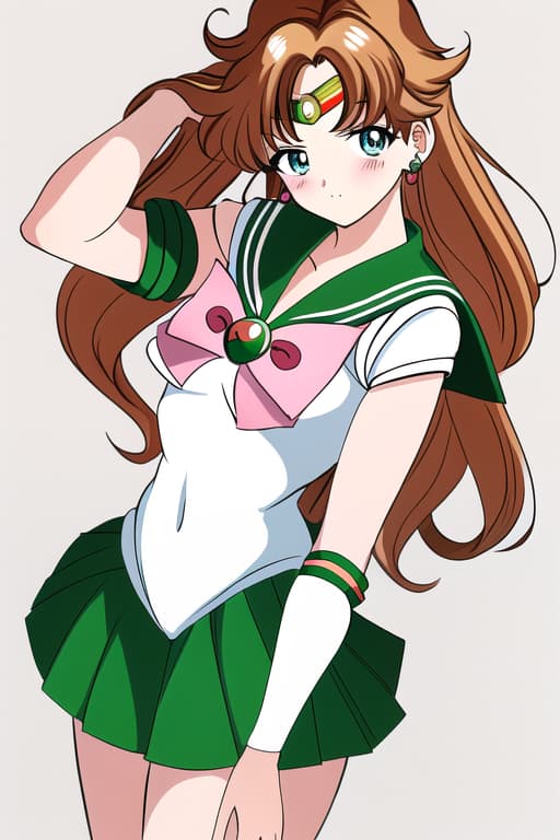  anime women capelli marroni occhi castani capelli a codini con frengetta,(sailor jupiter:1.3), (masterpiece), (highest quality), (intricate), (high detail),women, masterpiece, best quality, high quality, solo