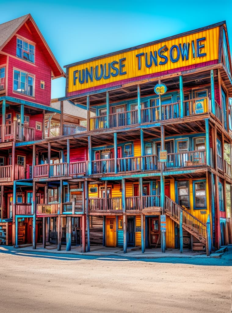  entering funhouse town in color