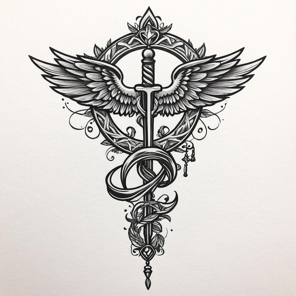  caduceus,(tattoo), tattoo design