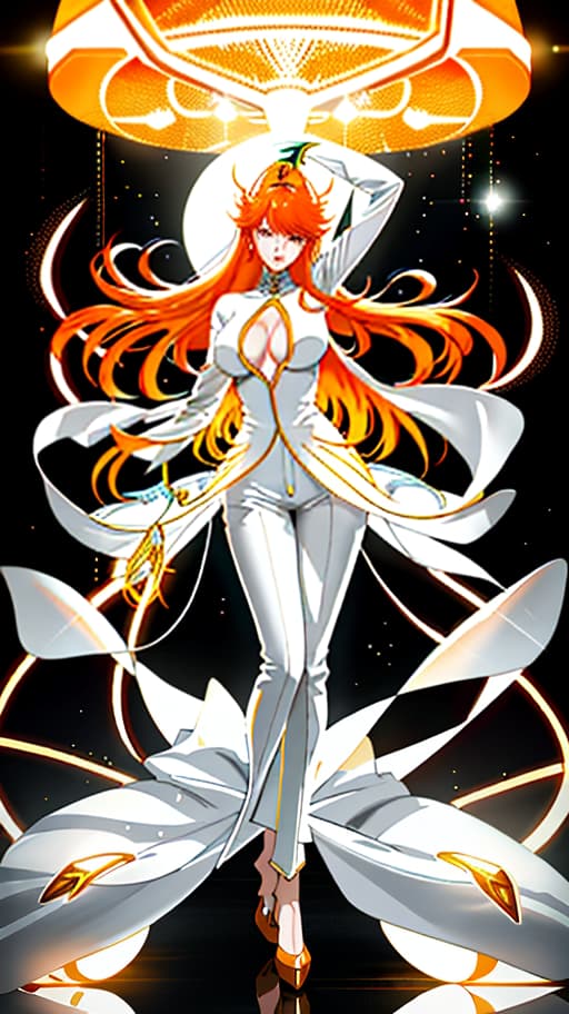  disco ball, disco, neon, orange hair, one elfish, on the head of cats, in a white suit, in heels, in orange bells, white pants, black shirts, dance floors, white heels, manga big eyes expressive faces colorful hair hayao miyazaki masashi kishimoto makoto shinkai clamp yoshiyuki sadamoto hyperrealistic, full body, detailed clothing, highly detailed, cinematic lighting, stunningly beautiful, intricate, sharp focus, f/1. 8, 85mm, (centered image composition), (professionally color graded), ((bright soft diffused light)), volumetric fog, trending on instagram, trending on tumblr, HDR 4K, 8K