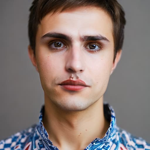 portrait+ style Russian queer blogger brunette hunk dude face