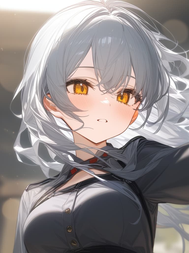  gray hair, yellow eyes, masterpiece, best quality,8k,ultra detailed,high resolution,an extremely delicate and beautiful,hyper detail