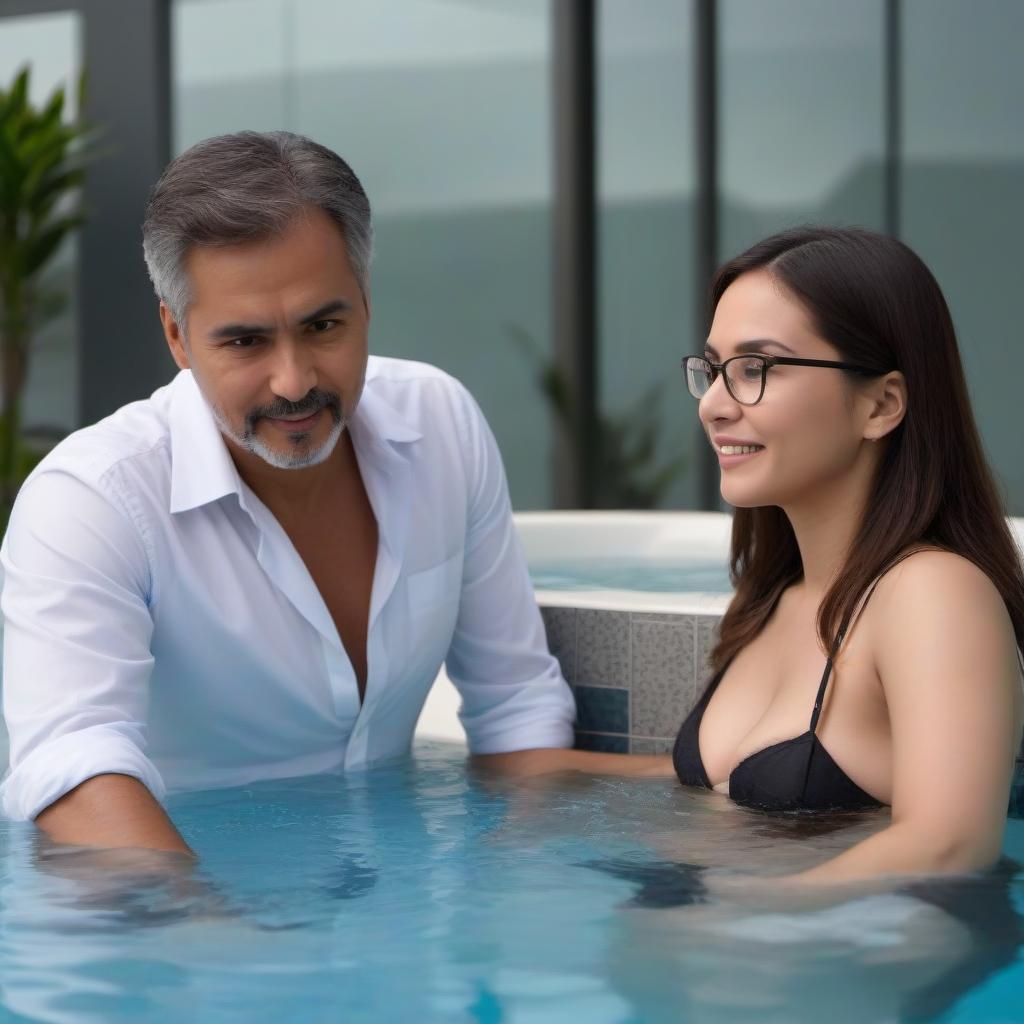  An academic with a secretary in a Jacuzzi