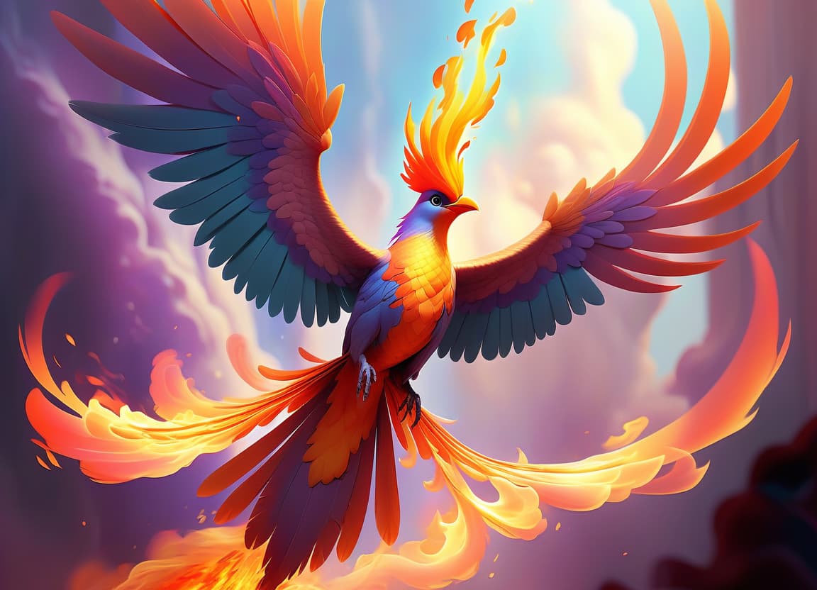  ethereal fantasy concept art of heat bird, fire, large wings, fantasy, 4k, bright colors, large . magnificent, celestial, ethereal, painterly, epic, majestic, magical, fantasy art, cover art, dreamy