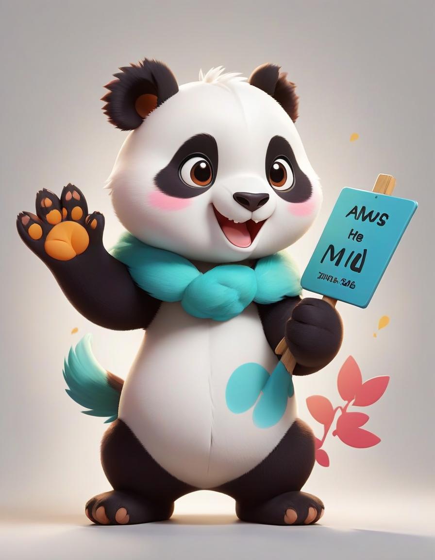  pokémon style a small cartoon panda with a slight smile holds a sign in its paws that says "about me" . vibrant, cute, anime, fantasy, reminiscent of pokémon series