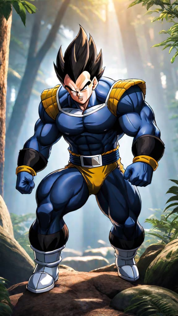  anime art: vegeta's hidden potential foreshadowed as he briefly transforms into the great ape. hyperrealistic, full body, detailed clothing, highly detailed, cinematic lighting, stunningly beautiful, intricate, sharp focus, f/1. 8, 85mm, (centered image composition), (professionally color graded), ((bright soft diffused light)), volumetric fog, trending on instagram, trending on tumblr, HDR 4K, 8K