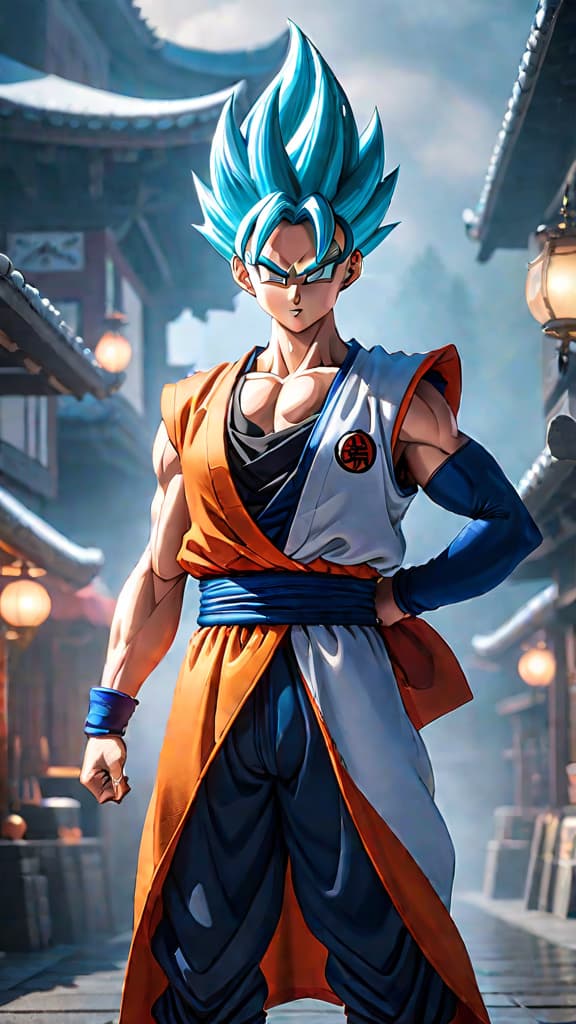  anime art: whis from dragon ball mentors goku, testing his resolve and strength in intense training sessions. hyperrealistic, full body, detailed clothing, highly detailed, cinematic lighting, stunningly beautiful, intricate, sharp focus, f/1. 8, 85mm, (centered image composition), (professionally color graded), ((bright soft diffused light)), volumetric fog, trending on instagram, trending on tumblr, HDR 4K, 8K