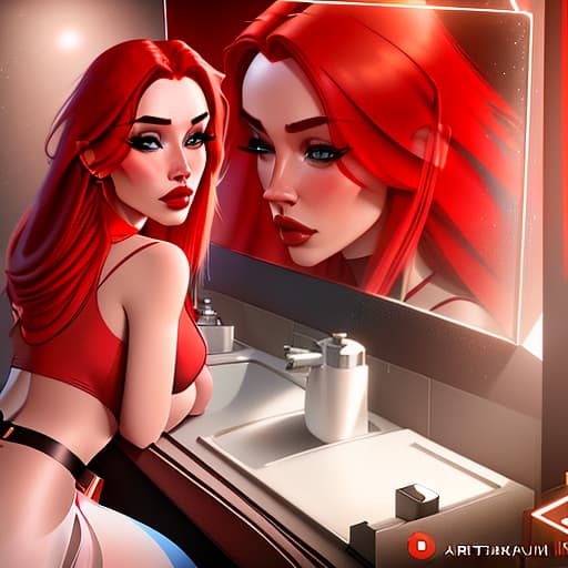 a girl with red hair looks in the mirror where her twin is locked pixar style, devina art, shot 35 mm, realism, octane render, 8k, trending on artstation, 35 mm camera, unreal engine, hyper detailed, photo realistic maximum detail, volumetric light, realistic matte painting, hyper photorealistic, trending on artstation, ultra detailed, realistic hyperrealistic, full body, detailed clothing, highly detailed, cinematic lighting, stunningly beautiful, intricate, sharp focus, f/1. 8, 85mm, (centered image composition), (professionally color graded), ((bright soft diffused light)), volumetric fog, trending on instagram, trending on tumblr, HDR 4K, 8K