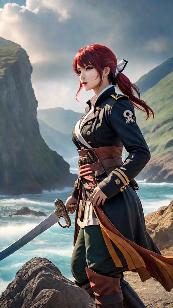  an anime art of the rocks pirates meeting their fate at the battle of god valley. hyperrealistic, full body, detailed clothing, highly detailed, cinematic lighting, stunningly beautiful, intricate, sharp focus, f/1. 8, 85mm, (centered image composition), (professionally color graded), ((bright soft diffused light)), volumetric fog, trending on instagram, trending on tumblr, HDR 4K, 8K