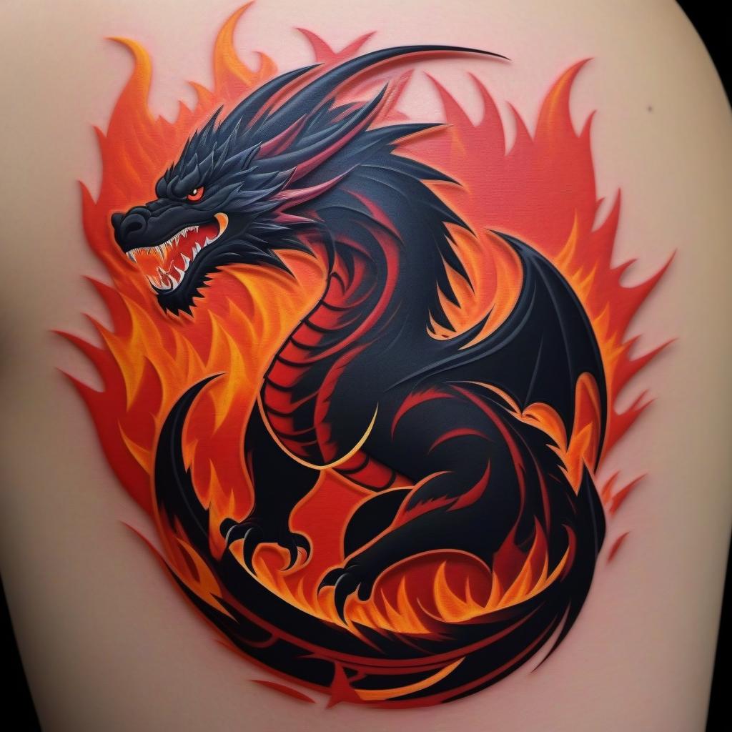  Red Fire Dragon Tattoo