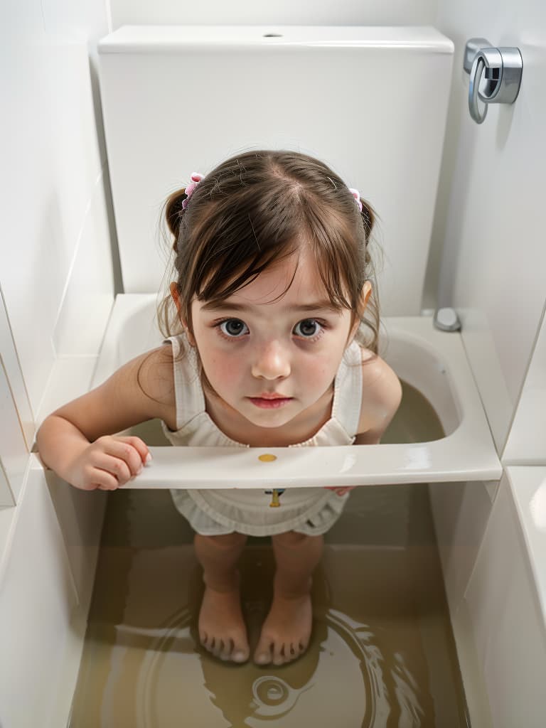  girl in poo, first grader, toilet, masterpiece, best quality,8k,ultra detailed,high resolution,an extremely delicate and beautiful,hyper detail