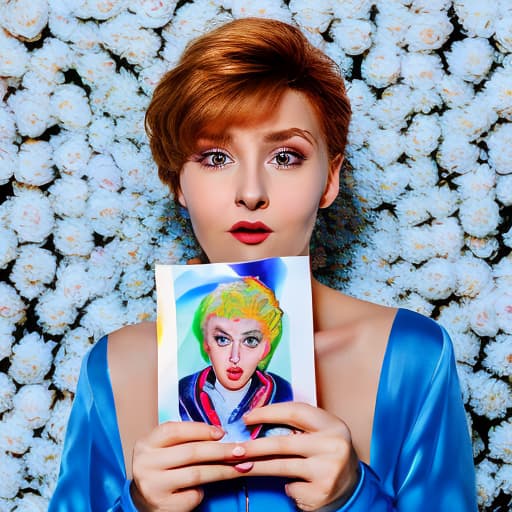 portrait+ style Russian LGBT queer comedian actress blonde female face