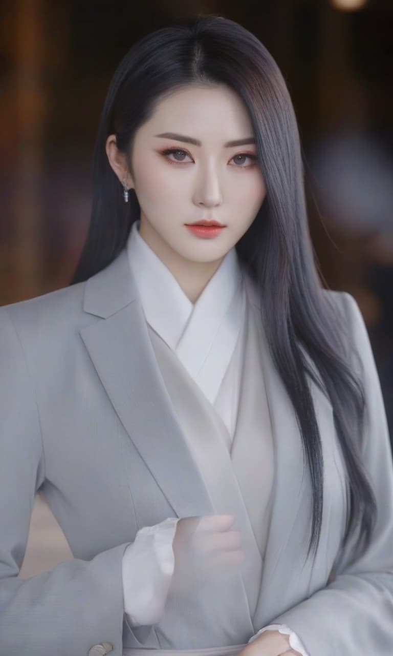  japanese girl, long black hair, black suit hyperrealistic, full body, detailed clothing, highly detailed, cinematic lighting, stunningly beautiful, intricate, sharp focus, f/1. 8, 85mm, (centered image composition), (professionally color graded), ((bright soft diffused light)), volumetric fog, trending on instagram, trending on tumblr, HDR 4K, 8K