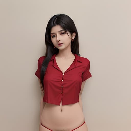  a indian lady wear the red shirt and must her shirt buttons are opened her very big chest opened show her chest nude and she wear small bottom wear