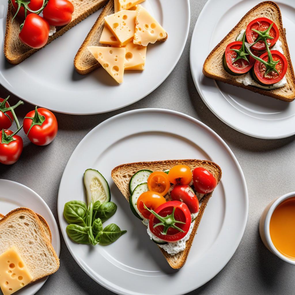  realistic close up portrait meal photo of (((Toast with cheese and vegetables))), with (Piquillo peppers, Cheese spread, Pickled gherkins, Whole wheat toast), ((served in a white plate)), ((with white background)), (((Healthy Eating Plate))), (((Harvard Eating Plate))), ((food photography)), with macro lens, shallow depth of field, highly detailed, natural lighting, natural colors, photorealism, Canon EOS R3, nikon, f/1.4, ISO 200, 1/160s, 8K, RAW, unedited, in-frame hyperrealistic, full body, detailed clothing, highly detailed, cinematic lighting, stunningly beautiful, intricate, sharp focus, f/1. 8, 85mm, (centered image composition), (professionally color graded), ((bright soft diffused light)), volumetric fog, trending on instagram, trending on tumblr, HDR 4K, 8K