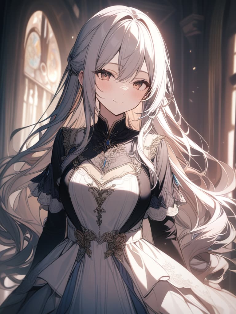  noble daughter, dress, soft, soft, long hair, smile, masterpiece, best quality,8k,ultra detailed,high resolution,an extremely delicate and beautiful,hyper detail