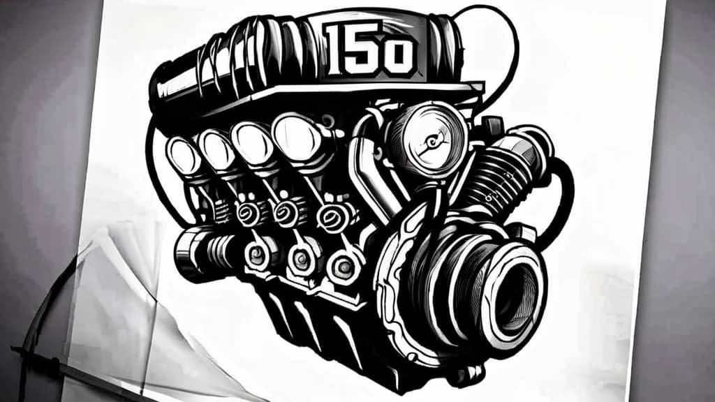  usa engine v8 , (tattoo sketch:1.25)