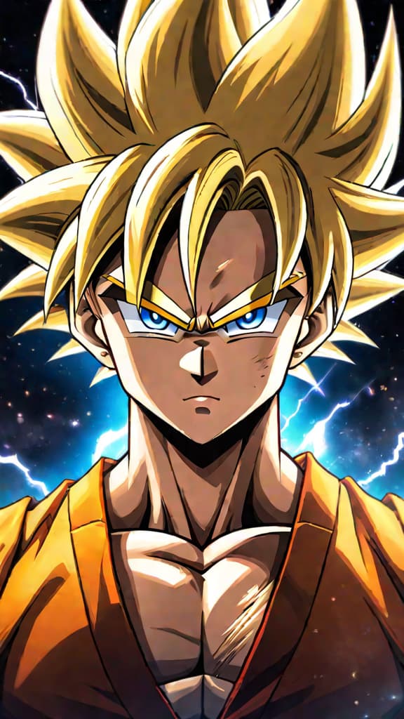  anime art: gohan's super saiyan 2 moment at the cell games, questioning its recognition and significance. hyperrealistic, full body, detailed clothing, highly detailed, cinematic lighting, stunningly beautiful, intricate, sharp focus, f/1. 8, 85mm, (centered image composition), (professionally color graded), ((bright soft diffused light)), volumetric fog, trending on instagram, trending on tumblr, HDR 4K, 8K