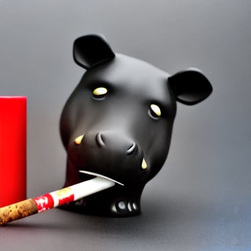  a hip hop hippo smoking red and black glass bong