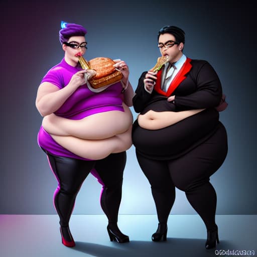  Dib and Zim boy two eat food fat big hyperrealistic, full body, detailed clothing, highly detailed, cinematic lighting, stunningly beautiful, intricate, sharp focus, f/1. 8, 85mm, (centered image composition), (professionally color graded), ((bright soft diffused light)), volumetric fog, trending on instagram, trending on tumblr, HDR 4K, 8K