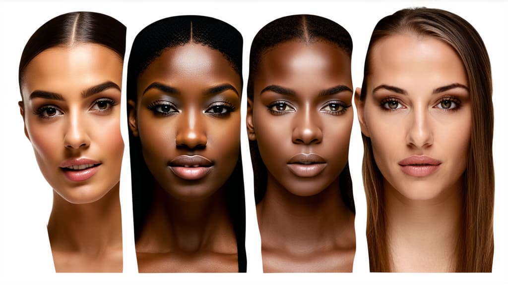  different beauty. set of different female heads on light background. different races and nationalities. ar 16:9, (natural skin texture), highly detailed face, depth of field, hyperrealism, soft light, muted colors