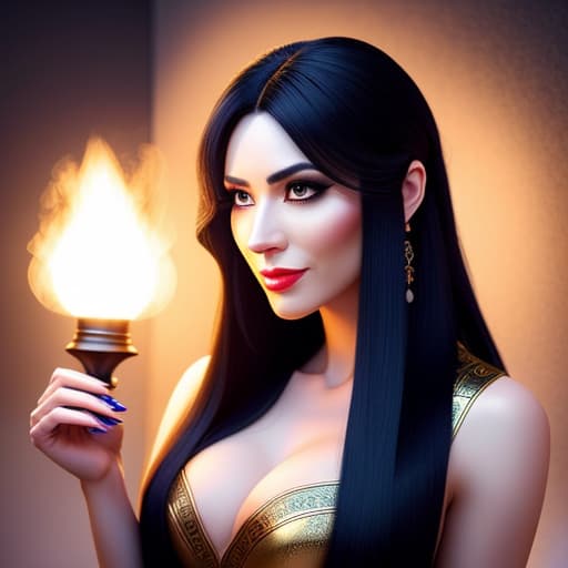  beautiful genie with long black hair emerging from a lamp hyperrealistic, full body, detailed clothing, highly detailed, cinematic lighting, stunningly beautiful, intricate, sharp focus, f/1. 8, 85mm, (centered image composition), (professionally color graded), ((bright soft diffused light)), volumetric fog, trending on instagram, trending on tumblr, HDR 4K, 8K