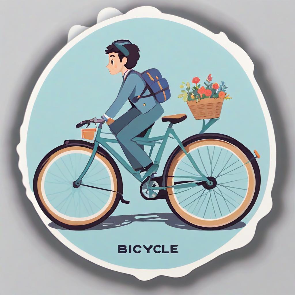  bicycle, round sticker, sticker