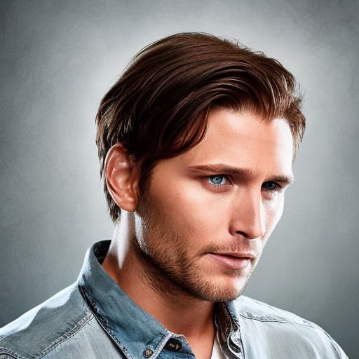 portrait+ style supernatural actor brunette hunk dude face