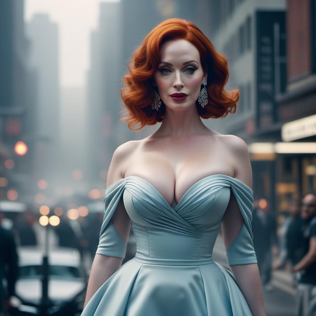  christina hendricks, ((realistic)) hyperrealistic, full body, detailed clothing, highly detailed, cinematic lighting, stunningly beautiful, intricate, sharp focus, f/1. 8, 85mm, (centered image composition), (professionally color graded), ((bright soft diffused light)), volumetric fog, trending on instagram, trending on tumblr, HDR 4K, 8K