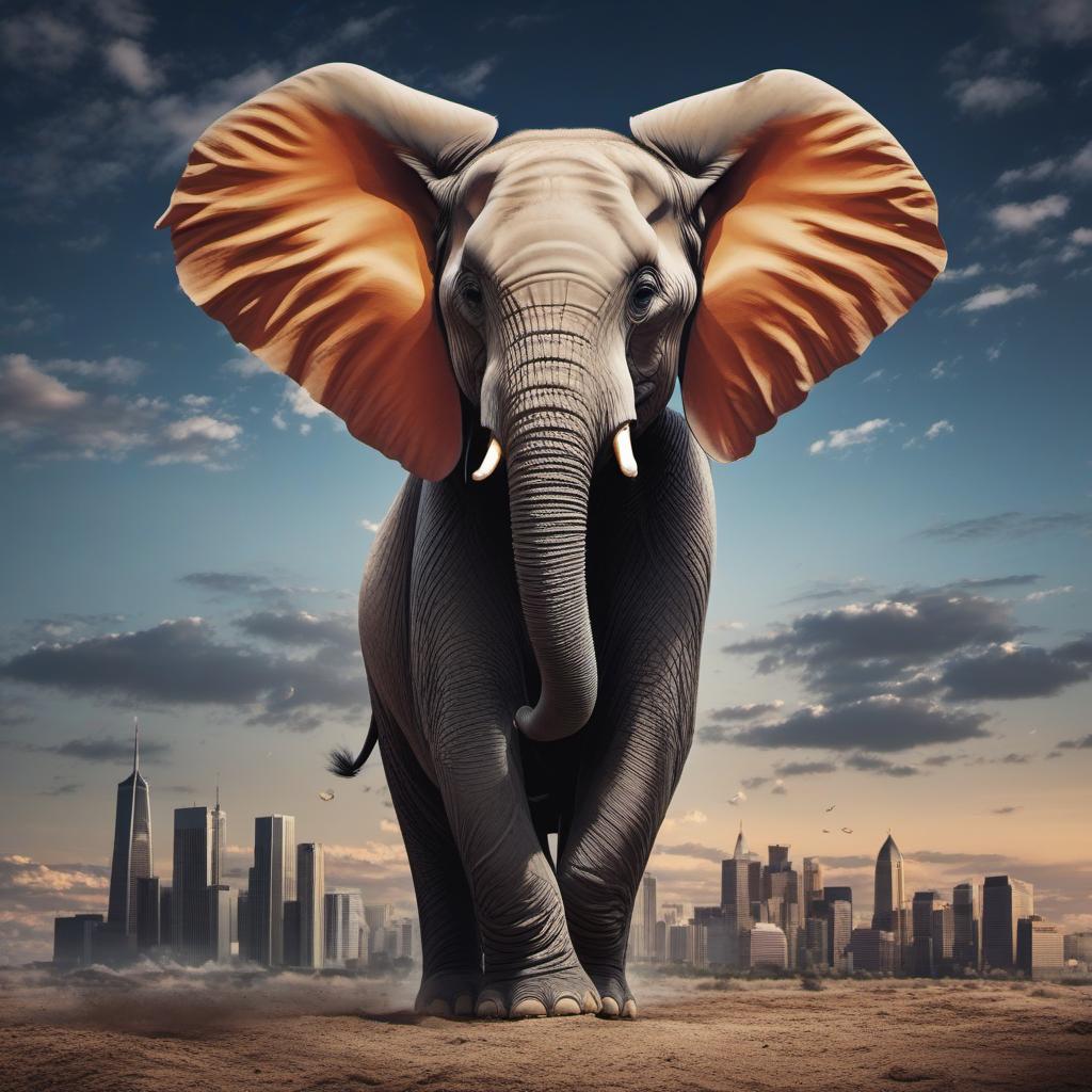  elephant taking a donald trump crap, profile image style